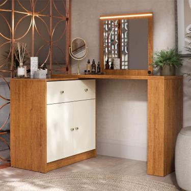 Imagem de Penteadeira Camarim em L Aura Canela Off White Mobler