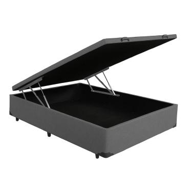 Imagem de Cama Box Casal Baú Suede Cinza 138x188x35 - Fábrica de tudo