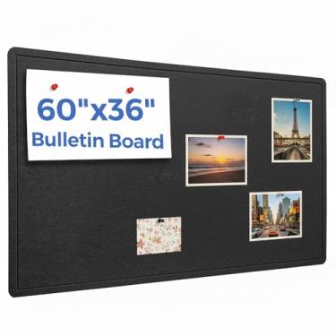 Imagem de DexBoard Quadro de avisos extra grande de 152 cm x 91 cm para parede | Quadro de pinos de feltro emoldurado com 30 pinos de pressão | Quadro de exibição de imagem dobrável para casa, escritório e