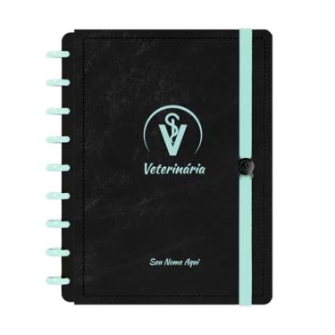 Imagem de Caderno De Disco Iscool Inteligente Personalizado 80 Folhas Profissões Preto Verde Oceano Veterinária Médio M