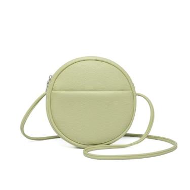 Imagem de YONBEN Bolsa transversal circular feminina NYLON com zíper e alças de ombro ajustáveis, Verde Pu/Sage
