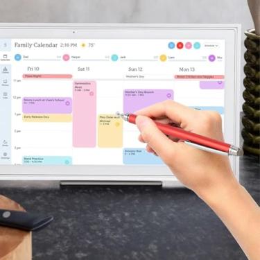 Imagem de Caneta Stylus Stylus 2 em 1 com tela e disco para calendário, compatível com moldura digital, caneta de tela sensível ao toque de alta sensibilidade com clipe e pontas de substituição (vermelha)