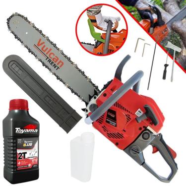 Imagem de Motosserra Profissional Vulcan Vsl550p à Gasolina 2t 55cc 3,35hp 13.000rpm Com Sabre Ponta Rolante 18 + Óleo Toyama Fg