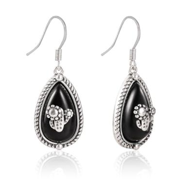 Imagem de Wrangler Brincos de turquesa ocidental para mulheres, cowgirl Drop Country oval com pingente de declaração grande, Cobre, Sem pedra preciosa