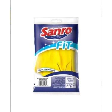 Imagem de Luva Latex Multiuso Amarela G Sanro Fit Amarelo Par