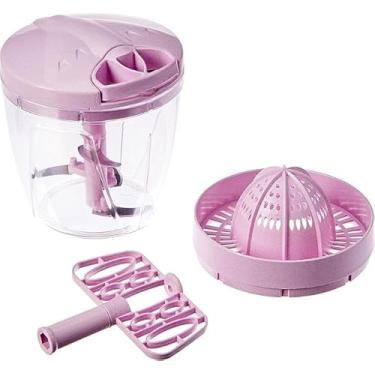Imagem de Mixer Processador de Alimentos Manual 3 em 1 com 5 Lâminas, Rosa