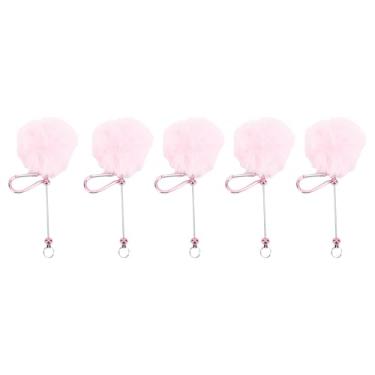 Imagem de Generic Jogo Frisado do Chaveiro, Decoração Beadable da Bola do Luxuoso Chaveiros que Pendura Estável 5 Pces para a Decoração da Carteira Saco (Rosa)