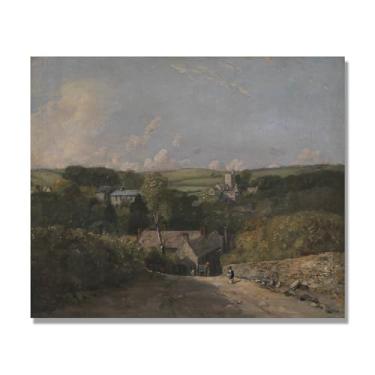 Imagem de NHLDZYH Arte de parede John Constable, (Osmington Village), pôster de pinturas famosas, decoração de parede com impressão de imagem retrô romantismo. Apenas tela 60 x 72 cm - 23,6 x 28,3 pol