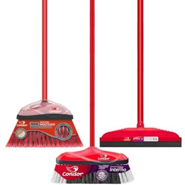 Imagem de Kit Limpeza Completo 1 Vassoura Interna 1 Vassoura Externa 1 Rodo 30cm Condor