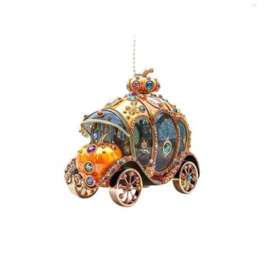 Imagem de Chaveiro de acrílico, carrinho de abóbora, colorido, incrustado de joi