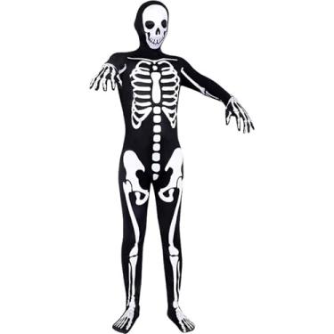 Imagem de OTUIZEM Skeleton Costume Bodysuit,Halloween Scary Costume for Boys,Hooded Skeleton Jumpsuit with Mask for Kid Boy Girls