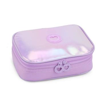 Imagem de Estojo Material Escolar Grande Holográfico Organizador Kawaii Fofo Canetas Lápis Borracha Espaçoso