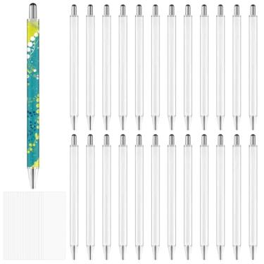 Imagem de Pacote com 24 canetas de sublimação personalizáveis, canetas esferográficas de metal personalizadas com barris em branco, design DIY, inclui filmes retráteis para impressão personalizada