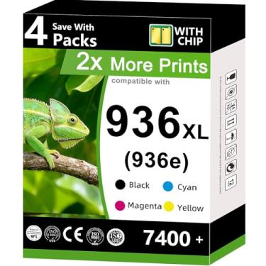 Imagem de Cartucho de tinta 936XL 936 (pacote com 4) compatível com HP 936e hp936 XL, pacote combo cor preta para OfficeJet 9125e 9135e 9120e 9122e 9128e 9110 9120 9110b 9120b 9130b 9130e 977 Impressora 30e