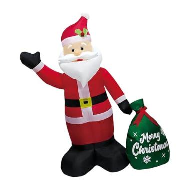 Imagem de Baoblaze Papai Noel inflável de 120 cm com sacola de presentes, adereços divertidos para decoração externa, decoração inflável para jardim, gramado e jardim