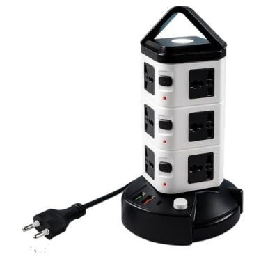 Imagem de Torre de Tomada, Tomada Elétrica Vertical Extensão 2500w com Botão Liga/Desliga(Torre 12 Tomadas - 3 Metros)