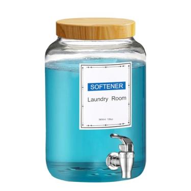 Imagem de Dispensador de detergente para a roupa, dispensador de detergente líquido de vidro de 1 galão, para alvejante, amaciante de tecido, dispensador de sabão em pó, para organização e armazenamento de