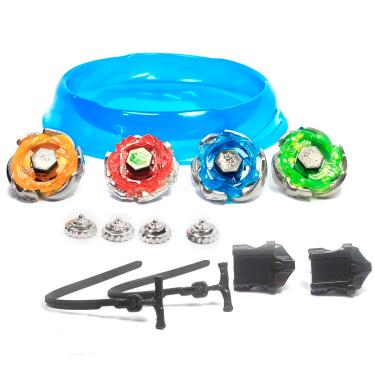 Imagem de Kit 4 Beyblade de Batalha — Peões de Metal, Lançadores e Arena Completa