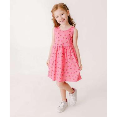 Imagem de Vestido Infantil Cerejas Sem Manga Tam 4 a 10-24131 - VTL, 10, Rosa