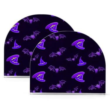 Imagem de Wassud Porta-guardanapos de acrílico para chapéus e morcegos de bruxa, dispensador de guardanapos de papel moderno em forma de U para mesa, cozinha, sala de jantar, bancada 2 peças (comporta 50-60