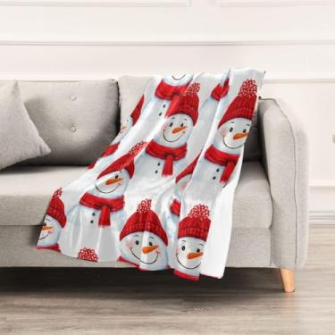 Imagem de Wassud Cobertores e mantas de Natal 152 x 228 cm, chapéus de Papai Noel, bonecos de neve, cobertor para sofá, cadeira, decoração de casa