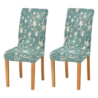 Imagem de CEBUGI Capas de cadeira para sala de jantar, vintage, floral, elástica, protetora, lavável, removível, para casa, restaurante, banquete, festa, pacote com 4