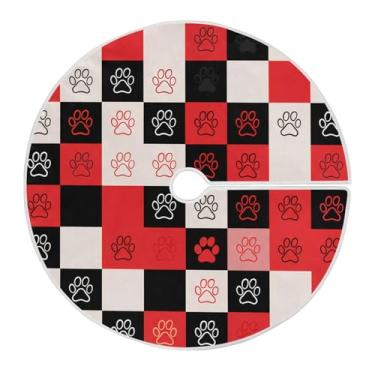 Imagem de Wassud Saia para árvore de Natal com laços seguros, tapete xadrez para árvore de Natal festivo de 119 cm para decoração de casa e festa de ano novo