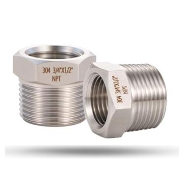 Imagem de 2 peças de bucha sextavada redutora NPT macho de 1/5.1 cm fêmea NPT para bucha sextavada de encaixe de tubo de aço inoxidável 304, adaptador redutor de encaixe de tubo resistente
