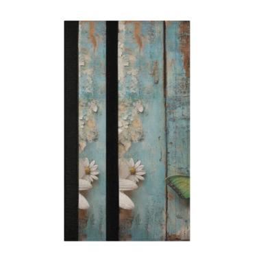 Imagem de Burbuja Conjunto de 2 capas de maçanetas de porta de geladeira de margaridas em madeira, protetor de maçaneta de micro-ondas, antiderrapante, 35,5 x 14 cm