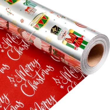 Imagem de Retrify Papel de embrulho de Natal – Quebra-Nozes Bola de Natal Menina Padrão de Balé Metálico Brilhante Prata Papel de Embrulho de Presente para Celebração de Festa de Chuveiro de Férias – 43 cm x 80