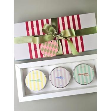 Imagem de BOX TRIO DI GELATO, Kit de 3 velas aromáticas 100g cada (limoncello cream/fragola sorbet/pistacchio dream), IDEA VELAS, embalagem de presente