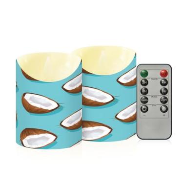 Imagem de Wassud Velas de coco sem chama com controle remoto, velas realistas cintilantes com temporizador, velas decorativas para Natal, casamento, festa, decoração de casa pequenas