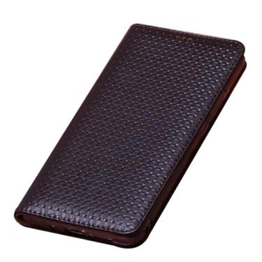 Imagem de POYUFRG Capa de couro genuíno para iPhone 17 Pro Max/17 Pro/17, capa de telefone flip retrô de alta qualidade com capa de proteção para câmera, marrom, 17 ProMax