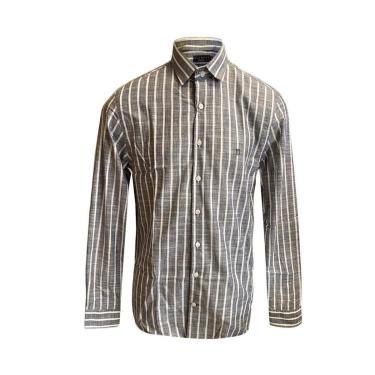 Imagem de Camisa Masculina Individual Slim Listrado Cinza-Masculino
