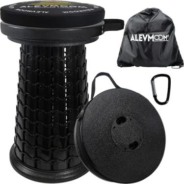 Imagem de ALEVMOOM Banqueta Collapsilbe Upgrade XXL com almofada, H 51 cm, D 33 cm, capacidade de carga pesada 453 kg, banqueta dobrável retrátil portátil para acampamento, caminhadas, pesca ao ar livre