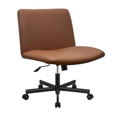 Imagem de Cadeira de Escritório Ergonômica com Rodas Giratórias, Estofado Acolchoado Grosso, Altura Ajustável, Confortável para Trabalho Home Office e Estudo, Uso Interior (marrom)