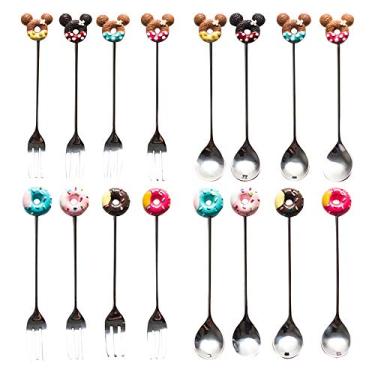 Imagem de Colher de Aço Inoxidável 304 Bonita com Animal Banda Desenhada Donut para Café Sorvete Sobremesa Chá Doces Utensílios Cozinha Presente Mesa