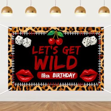 Imagem de Pano de fundo de aniversário de 18 anos com estampa de leopardo, fundo fotográfico retrô misto com estampa de animal para mulheres, adultos, decorações de festa de aniversário, banner, adereços