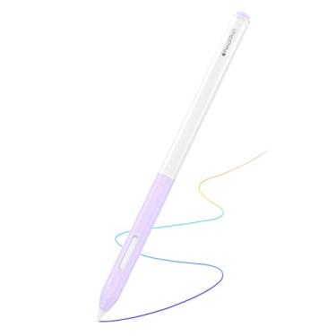 Imagem de MoKo Capa para Apple Pencil Pro e Apple Pencil 2ª geração, capa protetora de silicone transparente, acessórios compatíveis com carregamento magnético iPencil e toque duplo, roxo