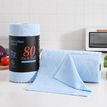 Imagem de Tigona Pacote com 80 panos de limpeza de microfibra, toalhas de papel reutilizáveis de 30,5 x 30,5 cm, panos de prato absorventes para cozinha doméstica, panos de lavagem, panos sem fiapos para