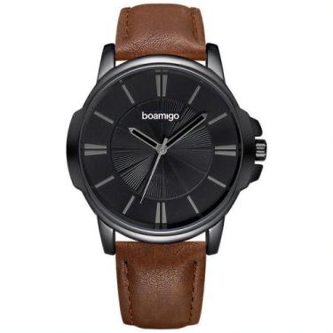 Imagem de Relogio Masculino Analógico Com Pulseira De Couro Resistente A Agua Qu