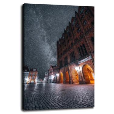 Imagem de 912 Building Canvas Prints Starry Sky Poster Wall Art For Home 1 peça Decorações com moldura 76.2 cm x 50.8 cm