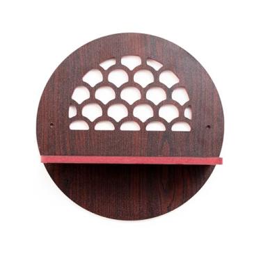 Imagem de Prateleira MDF, design de madeira, escultura feita à mão, decoração de parede para decoração de templo de escritório doméstico e presente (marrom)
