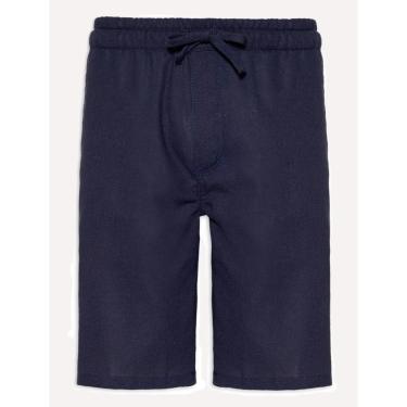 Imagem de Bermuda Sergio K Masculina Elastico Linho Casual Azul Marinho-Masculino