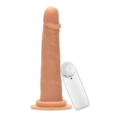 Imagem de Prótese Maciça Com Vibro E Ventosa 19,5 X 4Cm Brinquedo Adulto Dildo Consolo Grande VVN06 (NATURAL)