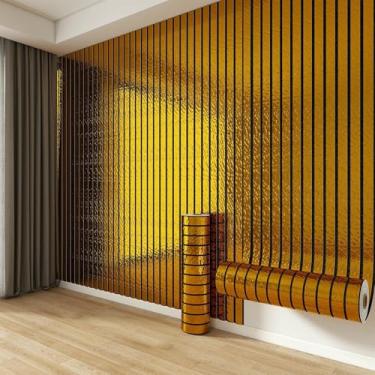 Imagem de Papel de parede espelho reflexivo grade 3D papel de parede autoadesivo de grão de madeira 40 x 300 cm x 2 rolos à prova d'água e à prova de umidade adequado para sala de estar banheiro e cozinha