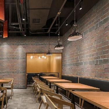 Imagem de Papel de parede espesso tijolo padronizado PVC material impermeável fundo de hotel parede retro papel de parede 3D adesivo de parede estereoscópico marrom 44 * 500 cm