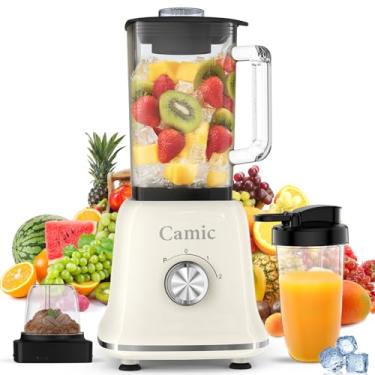 Imagem de Liquidificadores de vidro para cozinha com 750W, liquidificador de bancada de 1,5 g, combo de processador de alimentos, liquidificador sem BPA para smoothies, gelo, nozes, bebidas congeladas e frutas