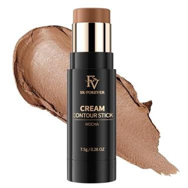 Imagem de FV Bastão de contorno, bastão bronzeador creme misturável e suave com acabamento fosco natural, à prova d'água e altamente pigmentado para contorno do rosto, maquiagem para iniciantes, longa duração e