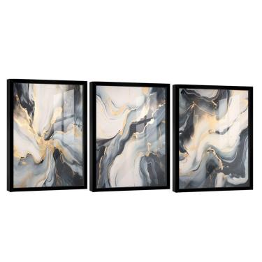 Imagem de Conjunto De Quadros Trio Abstract Black Gold -- Br Artes